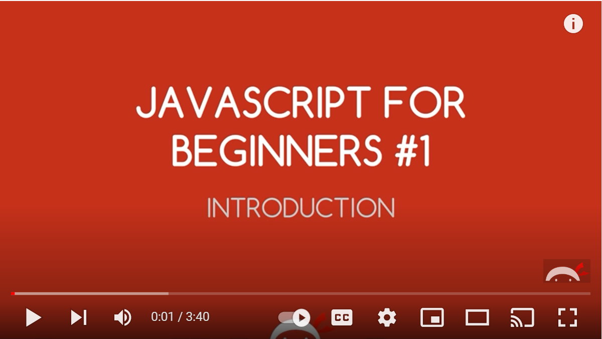 Image of Net Ninja's first JavaScript video on YouTube